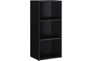 Hodedah Import 3 Shelf Bookcase, Black