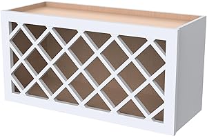 COZYHOMMIE Solid Wood RTA Grid Wine Rack Cabinet for Kitchen, Dining Room, Cellar - Wall-Mounted Bottle Storage (SK-White, 36" Width x 12" Depth x 18" Height)