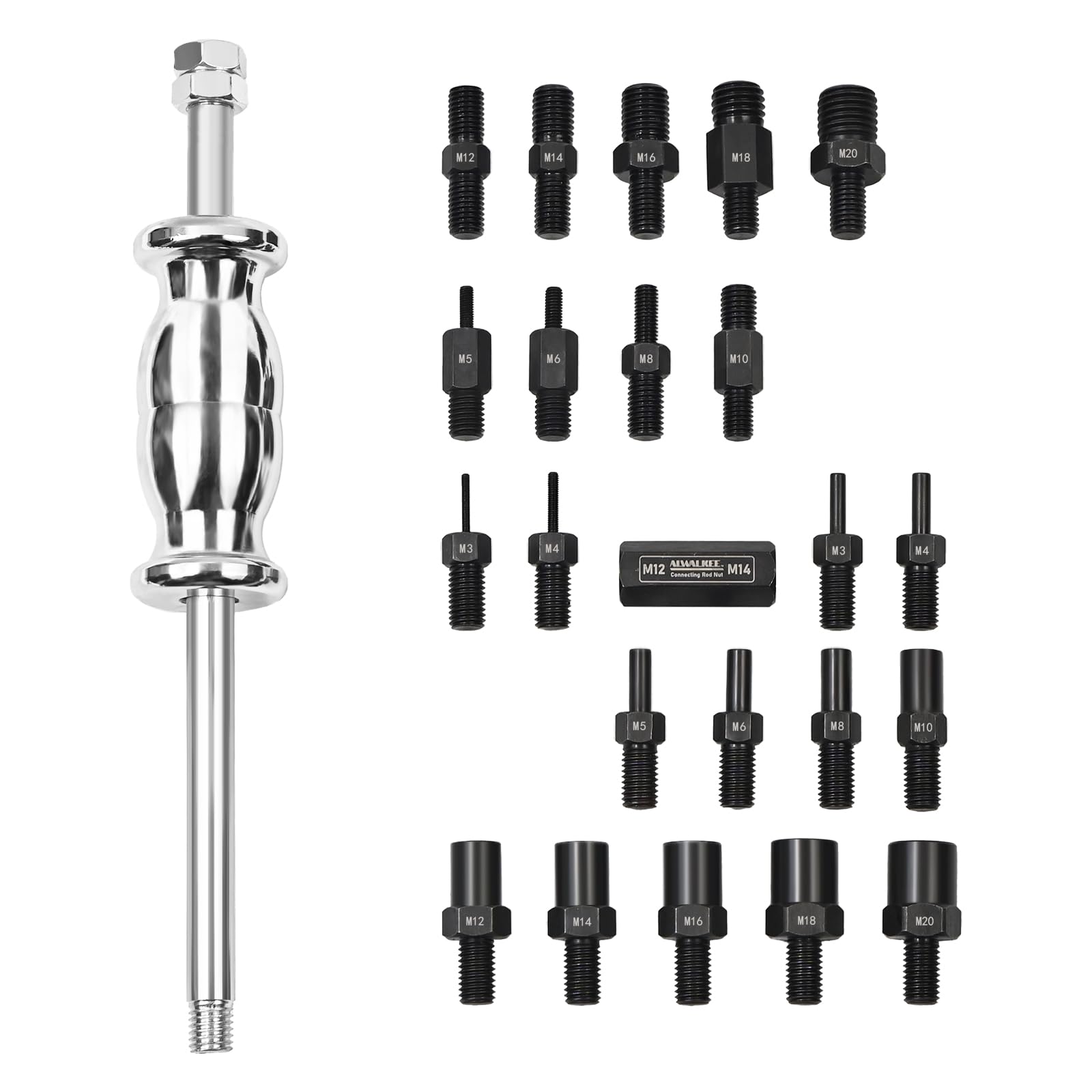 Photo 1 of Alwalkee 24-Piece Slide Hammer Set, Dowel Pin Puller - Remove Bushings, Bearings, Dowel Pins, Seals, and Frozen Parts with Attachments