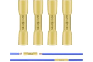 Heat Shrink Butt Connectors, 50Pcs 12-10 AWG Yellow Insulated Waterproof Electrical Wire Connectors Automotive Marine Grade W