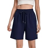 Womens Athletic Sweat Shorts Drawstring High Waisted Short Baggy Lounge Cotton Long Bermuda Shorts with Pockets