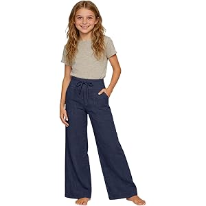 Girls School Uniform Pants High Waist Drawstring Formal Dress Trousers with Pockets Teen Kids Pull on Trendy Sweatpants