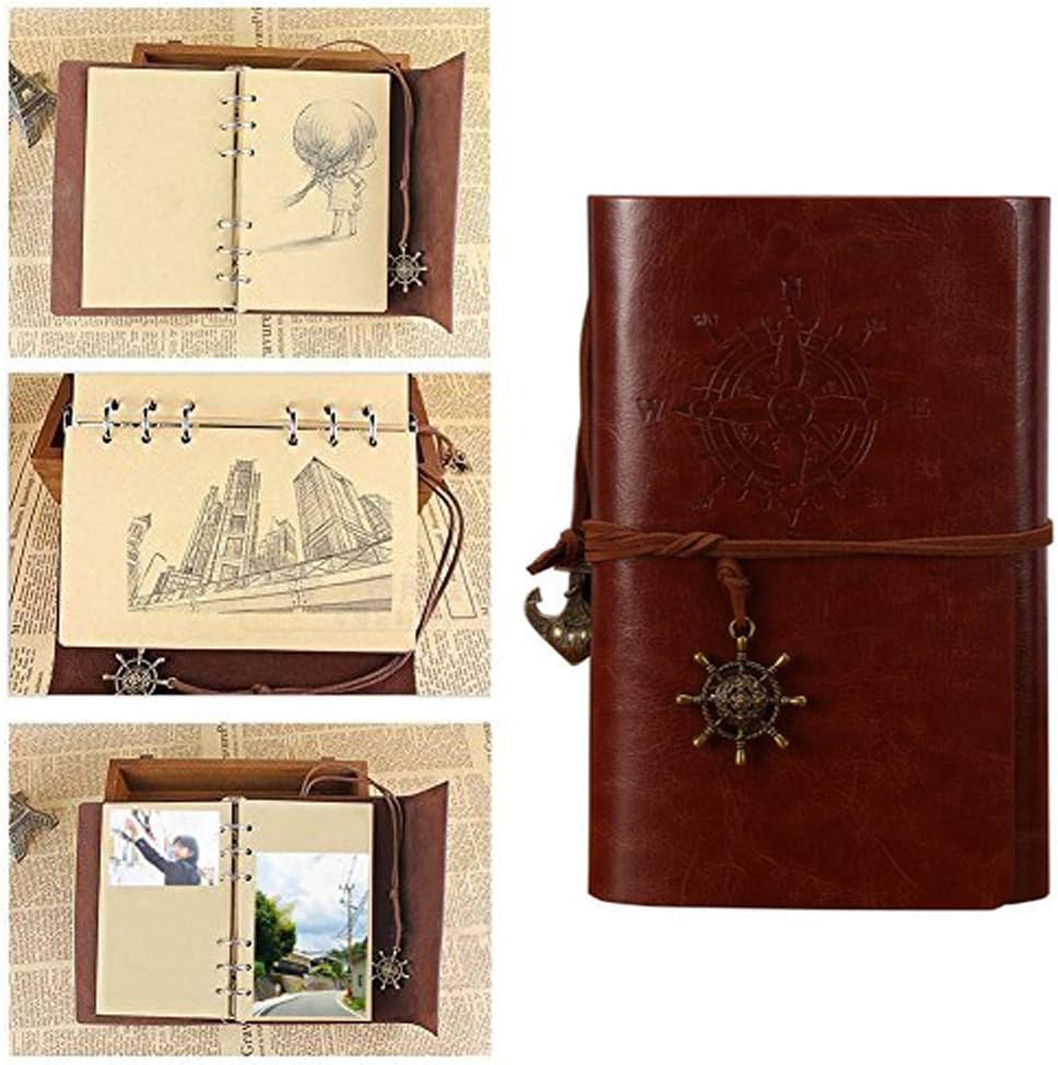 Leather Writing Journal Notebook Vintage Traveler Notebook Refillable Diary Sketchbook Gifts with Unlined Travel Journals for Girls and Boys Art Sketchbook Travel Diary&Notebooks to Write in (Brown)