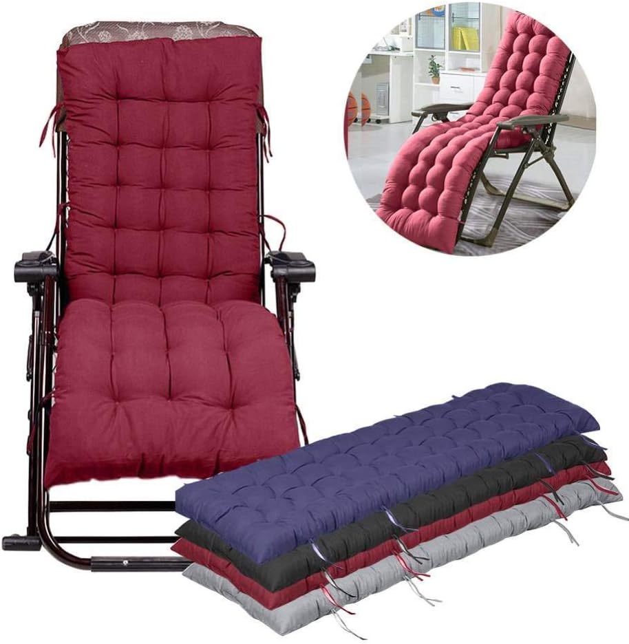 WCPQT Sun Lounger Cushions, Garden Furniture Cushions,Portable Garden Patio Thick Padded Bed Recliner Relaxer Chair Seat Cover for Travel/Holiday/Indoor/Outdoor,61.02* 18.89* 3.14in,red