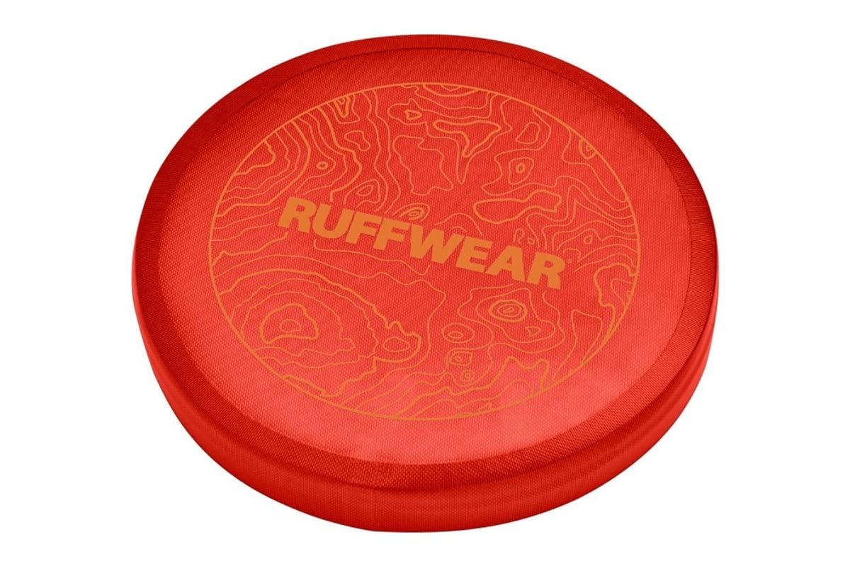 RUFFWEAR Camp Flyer Dog Toy, 2-in-1 Flexible & Puncture-Resistant Throw Catch Flying Disc and Bowl for Pets, Outdoor Long Distance Game Designed Specially for Dogs, Waterproof & Safe, Red Sumac