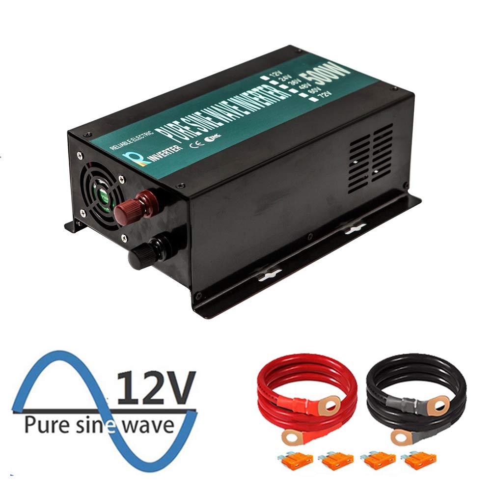 WZRELB 500W Pure Sine Wave Power Inverter 12v dc to 230v 240v ac with Standard UK plug for Home appliances Solar system RV Camping (500w12v)
