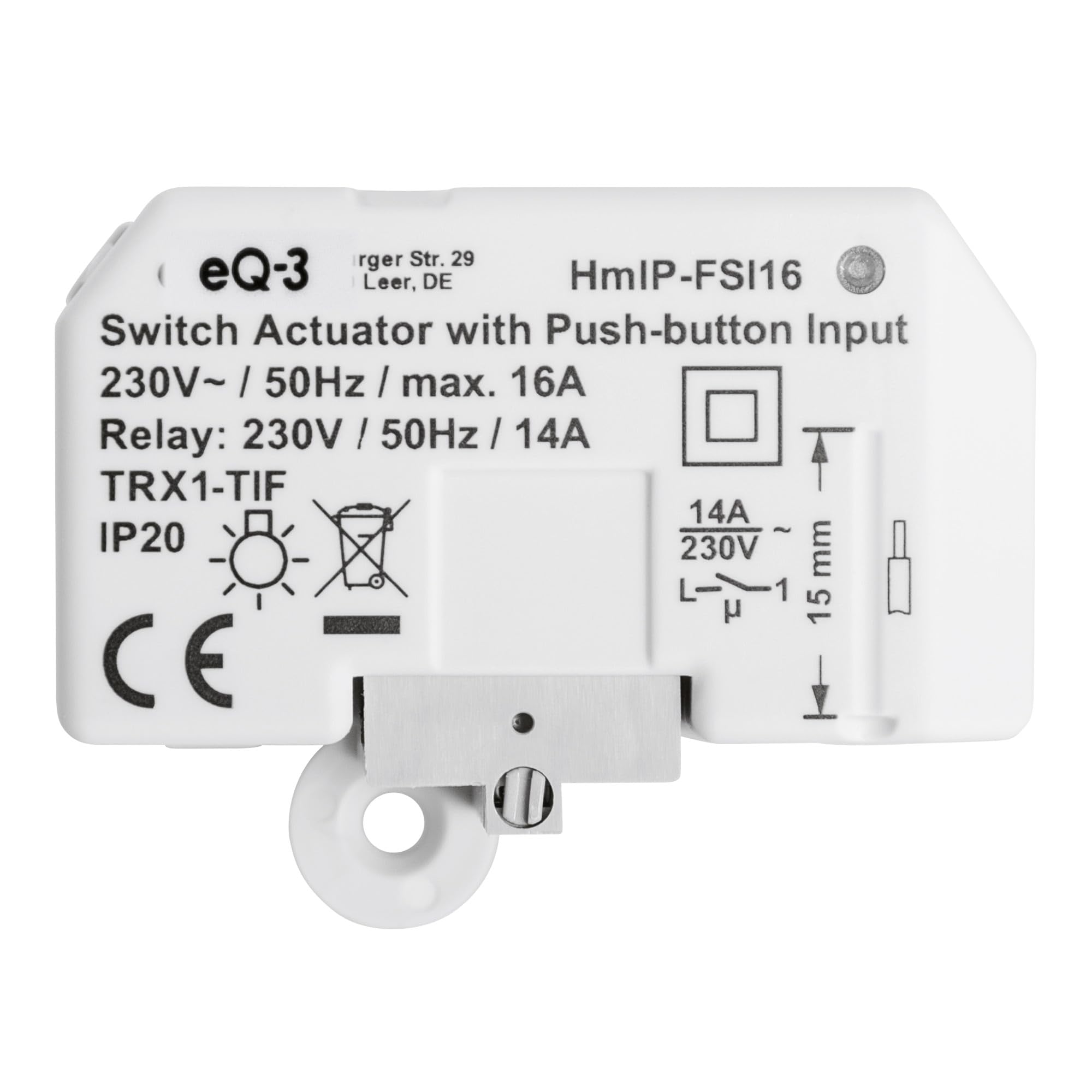 Homematic IP Smart Home Switching Actuator with Button Input (16 A) - Flush-Mounted, Controls Devices and Lights via App, Alexa & Google Assistant, Save Energy, 154346A0