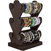PH PandaHall Two-Sided Wooden Bracelet Holder 360° Rotating Jewelry Display Stand Bangle Storage Rack with 6 Removable Holders Bracelets Organizer Stand for Retail Store Vendors Home Craft Showcase