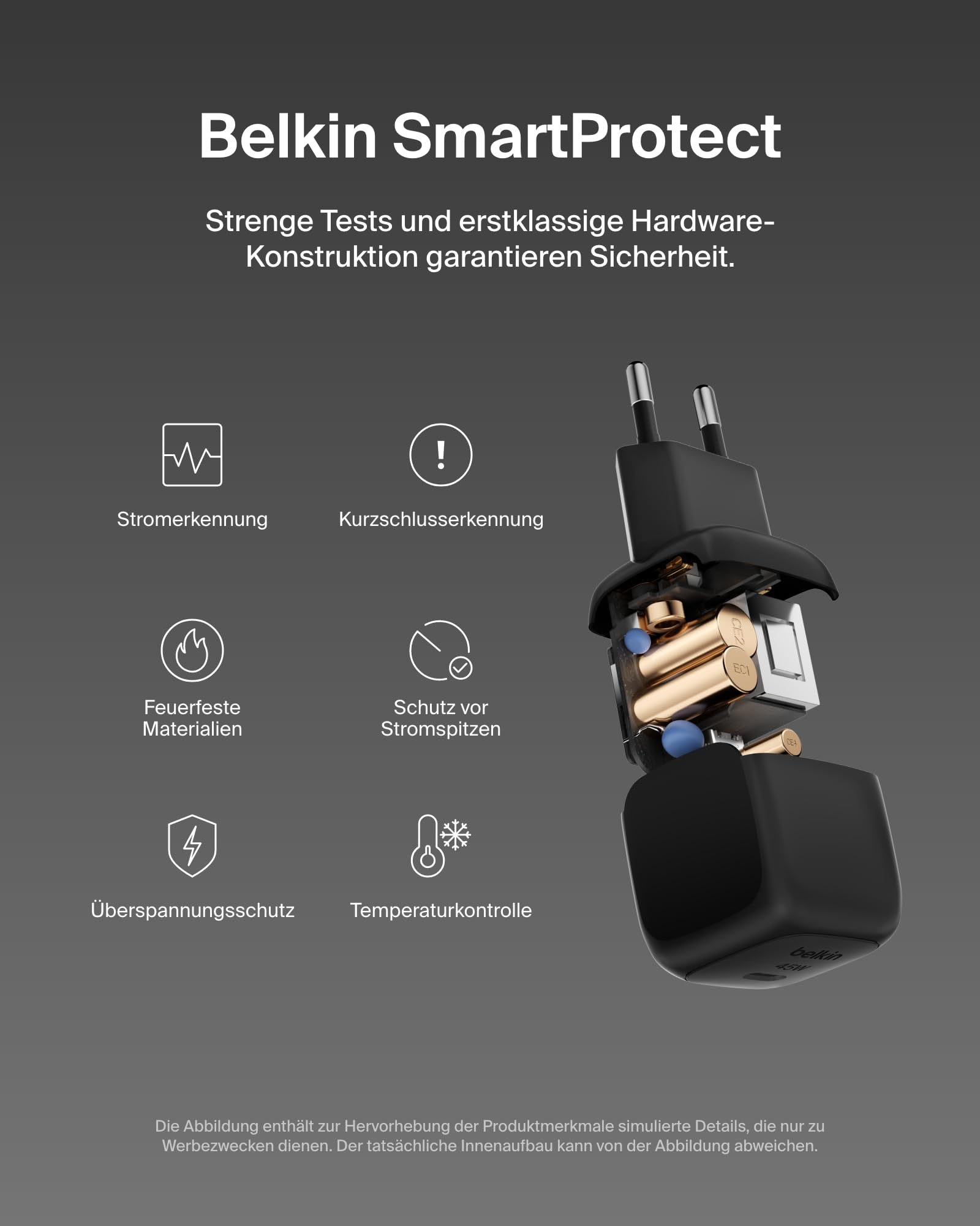 Belkin kompaktes USB-C Ladegerät 45W, USB-C Power Delivery zum Schnellladen für Apple iPhone 17, iPhone 16, iPhone 15-Serie, Samsung Galaxy, Google Pixel, iPad, AirPods usw. – Schwarz 4