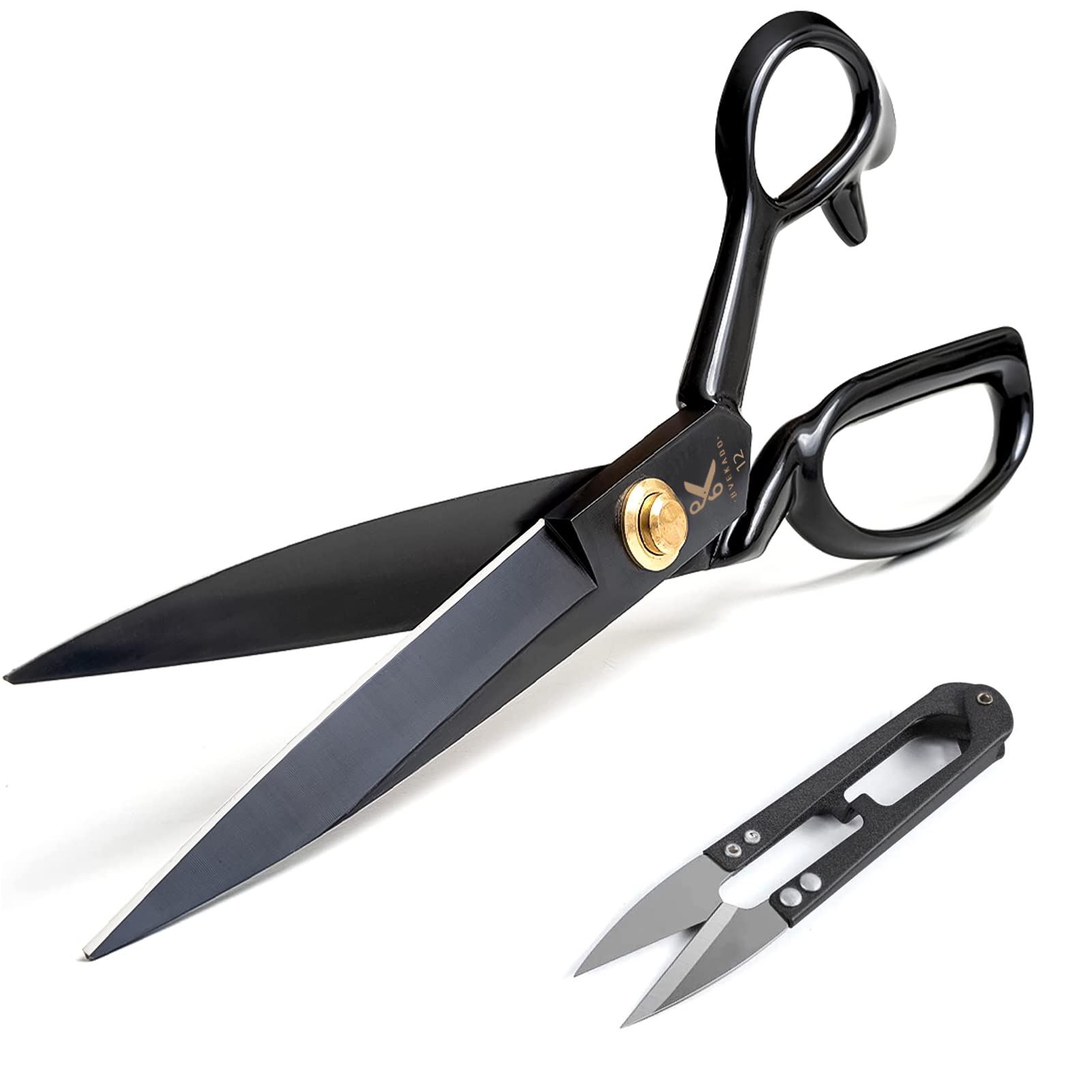 Professional Dressmaking Scissors - 12 Inch (30.5 cm) Heavy Duty, High Carbon Steel, Sharp, for Fabric, Clothes, Leather, Raw Materials (Black)