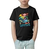 Haloumoning Toddler Baby Boy Short Sleeve Graphic T-Shirts Kids Dinos,Animals,Beach Summer Crew Neck Tee Tops 9M-8Y
