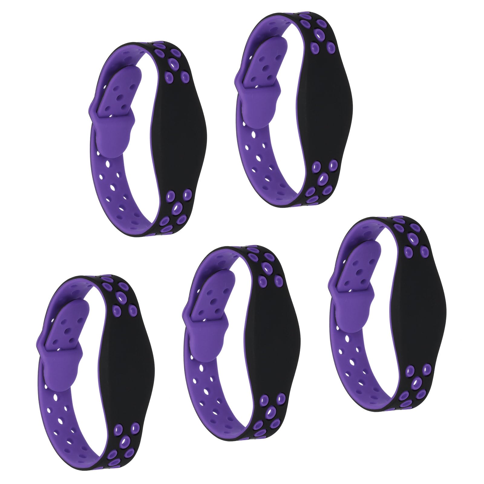 PATIKIL RFID Silicone Wristbands, 5 Pack 13.56MHZ Smart IC Card Bracelet Waterproof ID Wrist Bands Door Access Control for Swimming Pool Bath Center, Purple