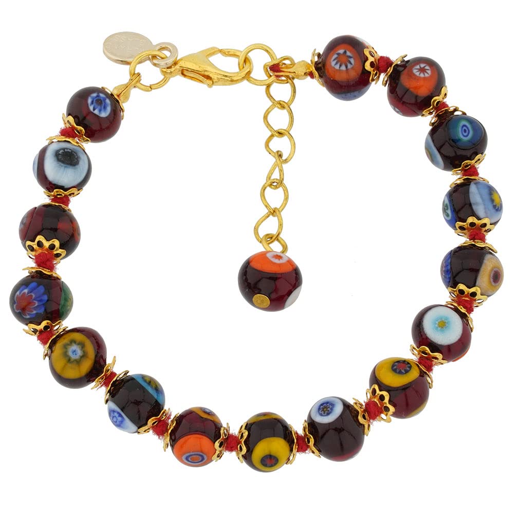 Glass Of Venice Murano Glass Mosaic Bracelet - Burgundy