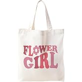 Zeghk Pink Flower Girl Tote Bag Proposal Gifts for Women Girls | Wedding Flower Girl Gift Reusable Shopping Tote Bag for Girls Women
