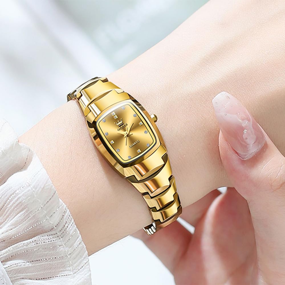 OLEVS Watches for Women Small Square Face Ladies Watches Waterproof Tungsten Steel Dainty Dress Rectangle Female Womens Wrist Watches for Small Wrists Gold/Silver/Black/Rose Gold
