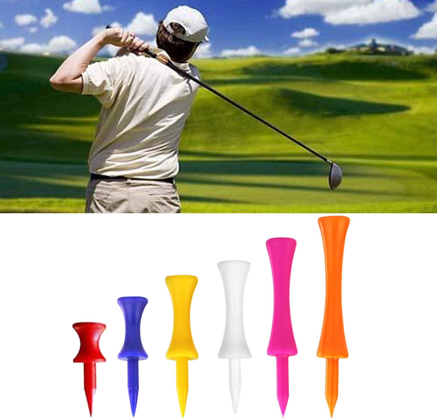 Zivisk Plastic Golf Tees Mixed Size Castle Tees Golf 120 Count 25mm, 32mm, 38mm, 51mm, 57mm, 70mm, 6 Mixed Size - Image 5