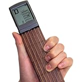 Pocket Guitar Chord Practice Tool, Portable Guitar Neck for Trainer Beginner w/a Rotatable Chords Chart Screen Battery Included