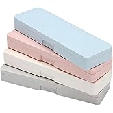 ELENTGE Pencil Box, 4 Pack Hard Pencil Case with Snap-Tight Lid | Stackable Plastic Crayon Box for Marker, Large Capacity Office Supply Storage Organizer, Back to School, Class Must Have