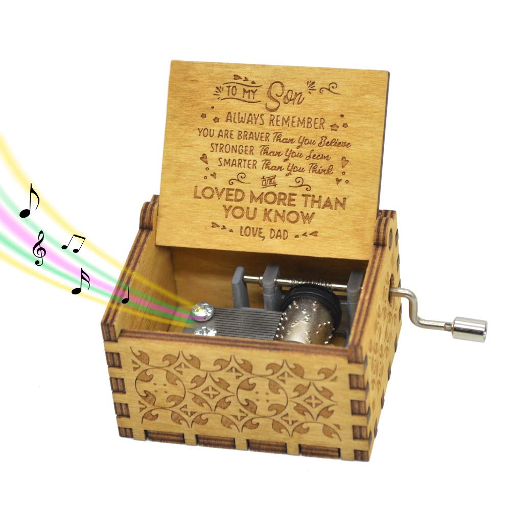 Micteney You are My Sunshine Music Box Son,You Are My Sunshine Wooden Hand Crank Music Box for Dad to Son,Great Gift for Dad to Son (Dad to son)