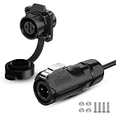 CNLINKO LP12 2-Pin Circular Connector with 1 Meter Cable Assemblies, IP68 Waterproof Industrial Electrical Connector for Outdoor Equipment Automotive Machinery M12 Cylindrical Connectors (2 Pin)