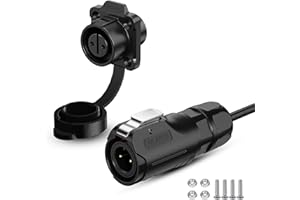 CNLINKO LP12 2-Pin Circular Connector with 1 Meter Cable Assemblies, IP68 Waterproof Industrial Electrical Connector for Outdoor Equipment Automotive Machinery M12 Cylindrical Connectors (2 Pin)