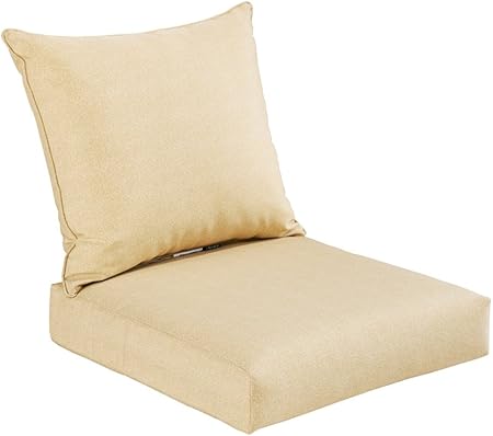 Amazon Com Bossima Indoor Outdoor Light Yellow Cream Speckle Pattern Deep Seat Chair Cushion Set Spring Summer Seasonal Replacement Cushions Garden Outdoor