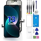 for iPhone 13 Screen Replacement, 6.1 inch 3D Touch LCD Display Full HD Repair kit Genverdix, Digitizer Assembly with Tools Set, Tempered Glass Screen Protector, Waterproof Frame Adhesive