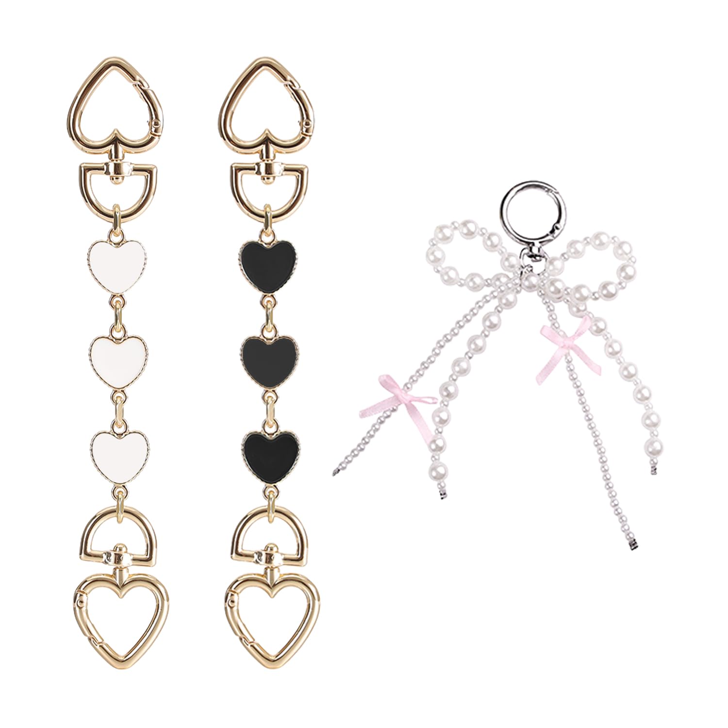 2 Pieces of Bag Extension Chain, 1 Piece of Keychain, Bag Extender, Handbag Charm, Handbag Strap Extender, Bag Charm, Bag Extension Chain Strap Replacement Accessories