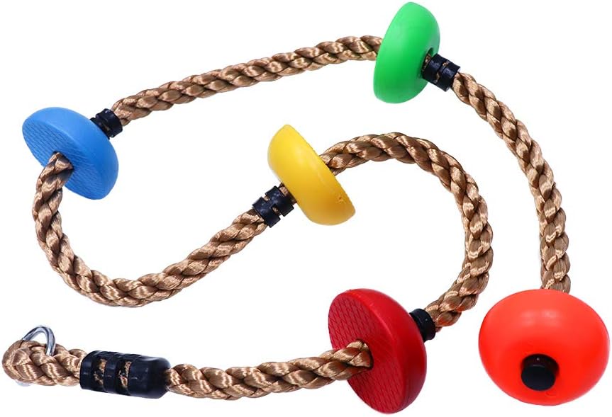 Rainbow Craft Colorful Climbing Rope - 6.5ft with 5 Knotted Foot - Kids Ninja Rope for Ninja Slackline Obstacle Course Accessories Kids Swing Set Backyard Play: Toys & Games