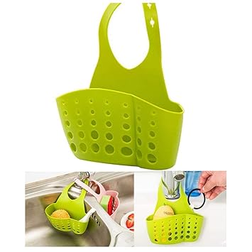 Techsun Kitchen Hanging Drainage Bag Shopping Cart Sink Soap Dish Holder Hanging Storage Basket Sponge Holder (Color May Vary)