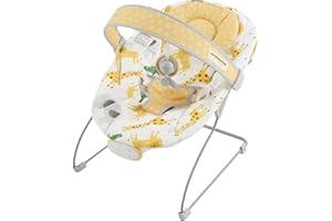 FURMUBEI Portable Baby Bouncer Seat with 8 Melodies, 3 Vibration Levels & Adjustable Volume, Foldable Infant Bouncer Rocker with Safety Harness for Baby 0-6 Months, Indoor & Outdoor Use BR2405