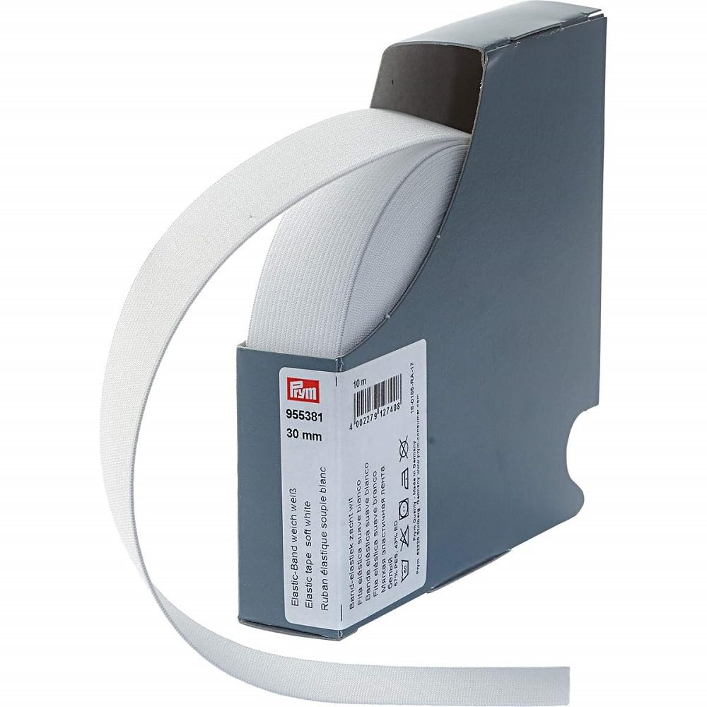 Prym 955381 Elastic Band Soft 30 mm White 57% Polyester 43% ED