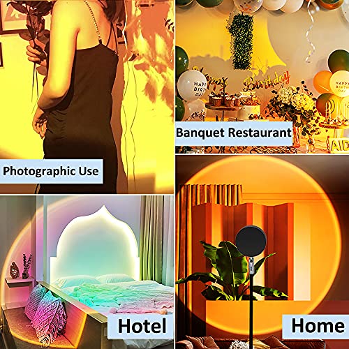Sunset Projection Lamp - 16 Colors Night-Light Rainbow Sunset Projector Lamp - 180 Degree Romantic Visual USB Sunset Lights - Sunset Projector Floor Lamp with Remote Control for Party Bedroom Decor