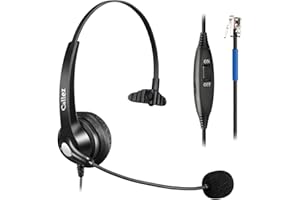 RJ9 Phone Headset with Noise Cancelling Microphone, Callez Telephone Headset Compatible with Cisco IP Phones 8841 7942 7945 7