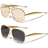 GUVIVI Retro Gold Aviator Sunglasses for Women Men, 2025 Metal Oversized 70s Aviators Sun Glasses