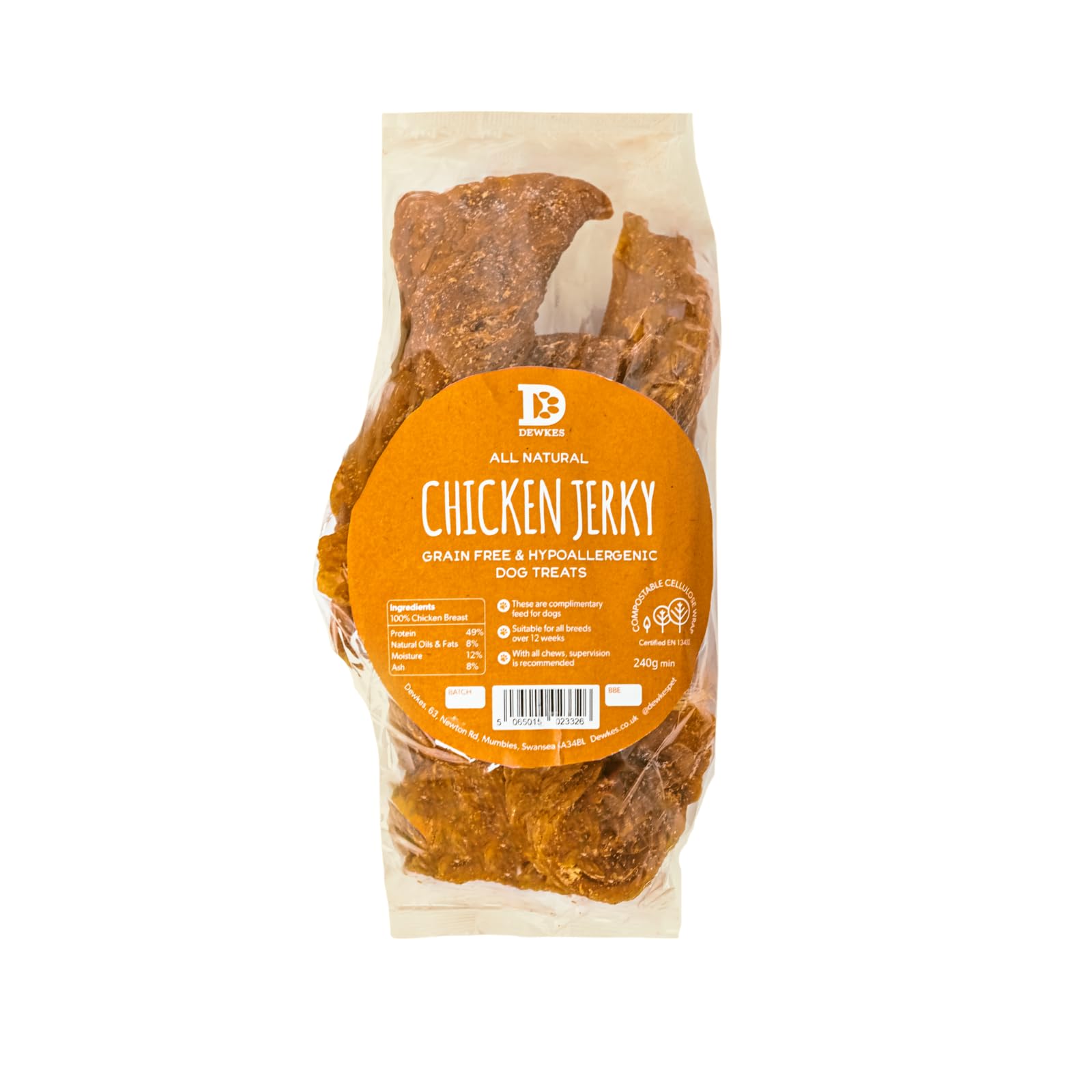 Dewkes Chicken Jerky Treats | Natural Dog Treats for Small, Medium & Large Dogs | Hypoallergenic & Grain Free Chews | High Value Training Reward - Long Lasting