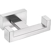 Angle Simple Towel Hook for Bathroom, Double Robe Coat Hook, Brushed Nickel | SUS304 Stainless Steel Hand Towel Hanger, Modern Bathrobe Holder, for Shower Kitchen RV Garage, Screw Wall Mount