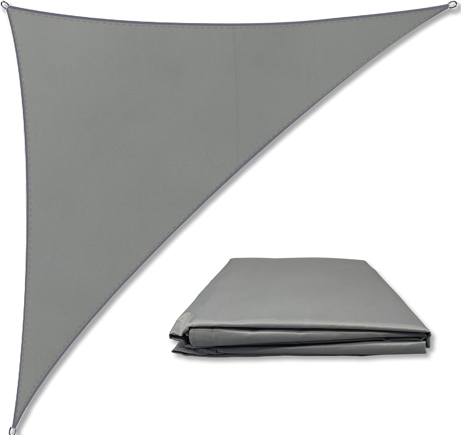 Triangle Sun Sail Shade Waterproof, 5mX5mX7m Grey Garden Sail Right Angle Garden Canopy with 4 Sizes Optional, 3 Ropes, UV Block, Patio Sunshade Sunscreen Awnings Hot Tub Shelter for Outdoor