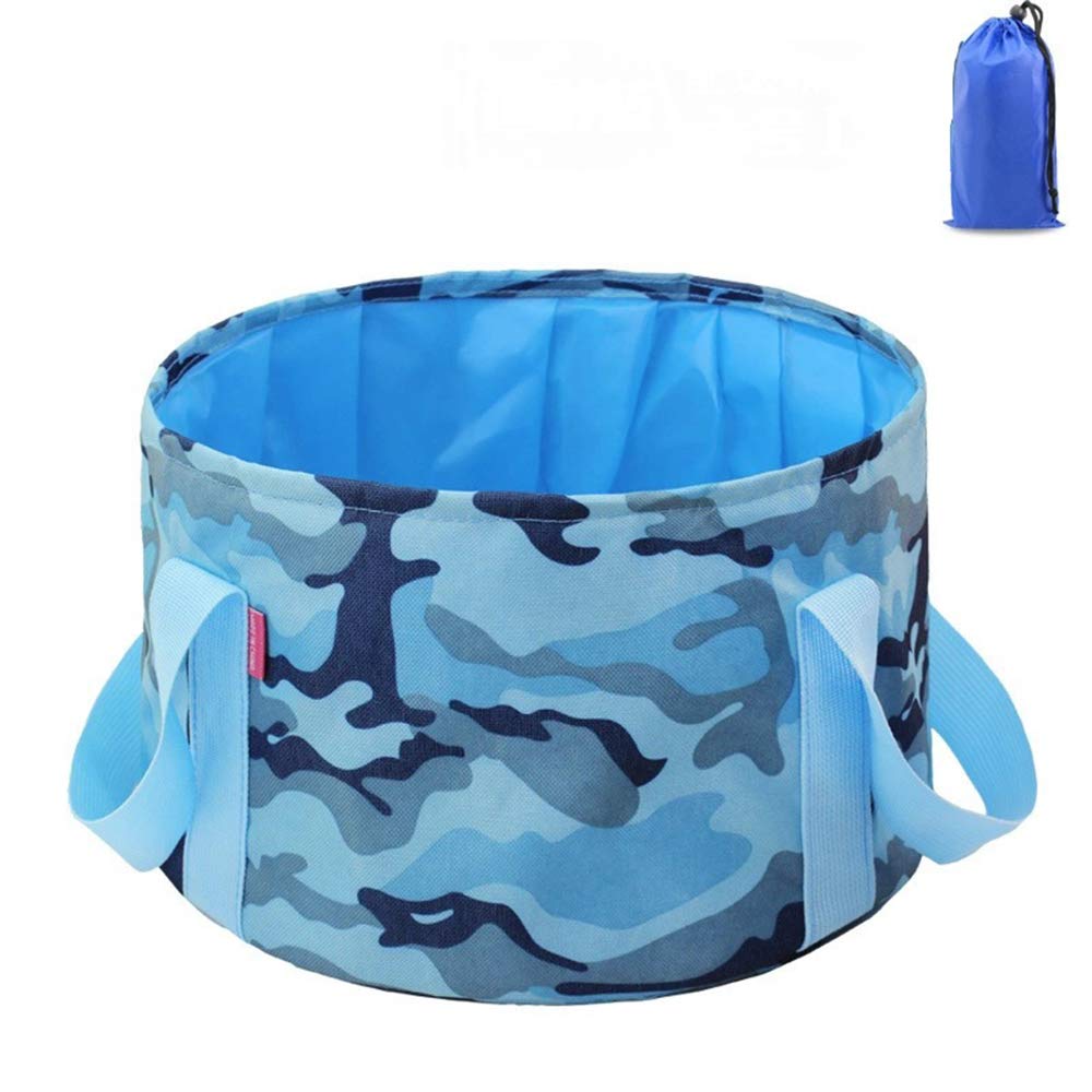 Collapsible Foot Bath Tub for Travel Premium Collapsible Bucket Compact Portable Foot Soak Spa Basin Multifunctional Wash Basin Water Bucket for Camping Hiking Travelling Washing Camouflage blue