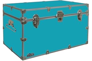 C&N Footlockers - XL Graduate Storage Trunk - Made in the USA - STEEL Footlocker for College Dorm Room & Summer Camp - 32 x 18 x 18.5 Inches (Teal)