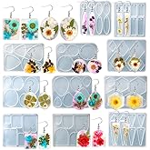 Koonafy 11 PCS Geometric Earring Molds Silicone Earring Mold UV Resin Molds Jewelry Variety Shapes Jewelry Casting for DIY Ea