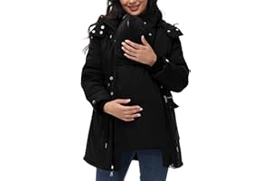 PBNBP Womens 3-in-1 Maternity Puffer Coats Winter Warm Quilted Lined Parka Water-Resistant Babywearing Hooded Jackets