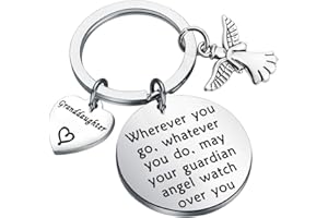 LQRI Drive Safe Gift Wherever You Go May Your Guardian Angel Watch Over You for Dad Mom Daughter Grandma Granddaughter