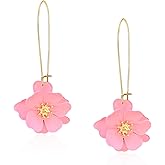 YUNXI Unique Boho Flower Dangle Earrings Exaggerated Layered Floral Petal Drop Dangle Statement Stud Earring for Women Jewelry with Box