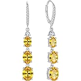 Aprila Women 925 Sterling Silver Birthstone 3-stone Leverback Drop Dangle Earrings 5A Cubic Zirconia Jewelry for Her