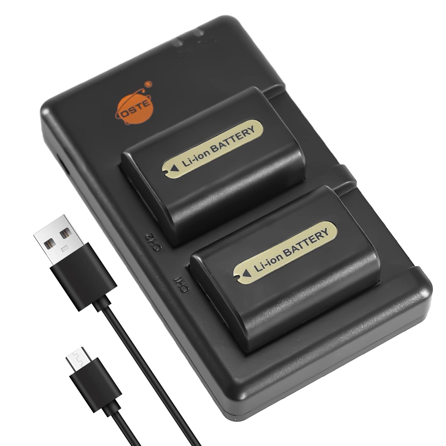 DSTE 2PCS NP-FH50 Battery Charger Set Compatible for Sony DSLR-A230, DSLR-A290, DSLR-A330, DSLR-A380, DSLR-A390, DSC-HX1, DSC-HX100V, DSC-HX200V, HDR-TG5V, HDR-TG1E, HDR-TG3, HDR-TG5, HDR-TG7