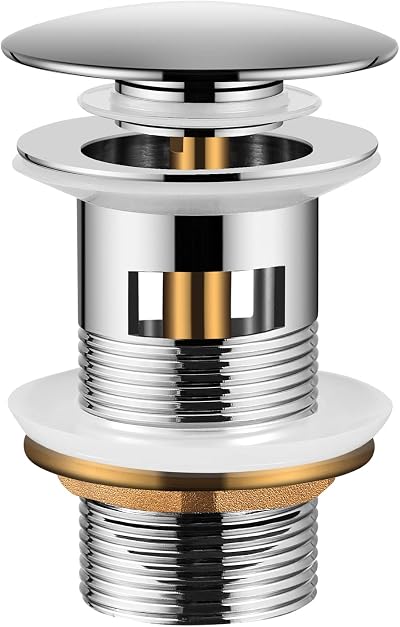 Hapilife Modern Brass Pop Up Waste Slotted Basin Sink Plug with Overflow