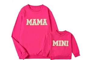 Winioder Mommy and Me Matching Outfits Letter Print Crewneck Pullover Sweatshirt Long Sleeve Shirt Tops Baby Clothes