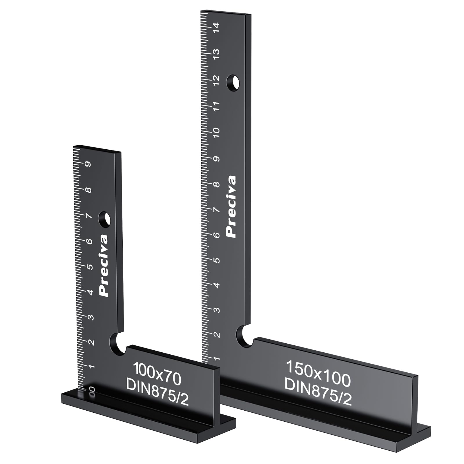 Preciva Precision Right Angle Positioning Blocks,2pcs Aluminum Set Squares,150x100mm &100x70mm Layout Tools for Machine Setup, Laboratory, Woodworking
