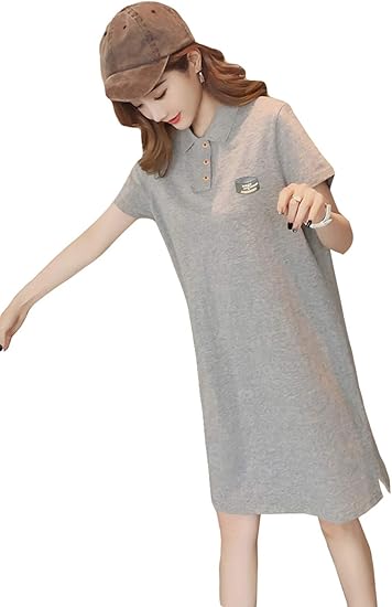 Amazon Ptorポロワンピース レディース ポロシャツワンピース 半袖 Tシャツ ゆったり チュニック 綿 カジュアル スポーツウェア ワンピース 膝丈 大きいサイズ 運動着 ゴルフウェア ワンピース チュニック 通販